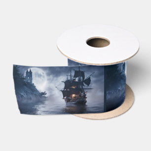 Piratenschiff und Schloss Satinband