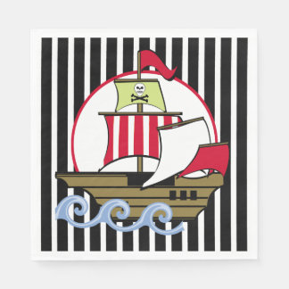 Piratenschiff und schwarze Streifen Serviette