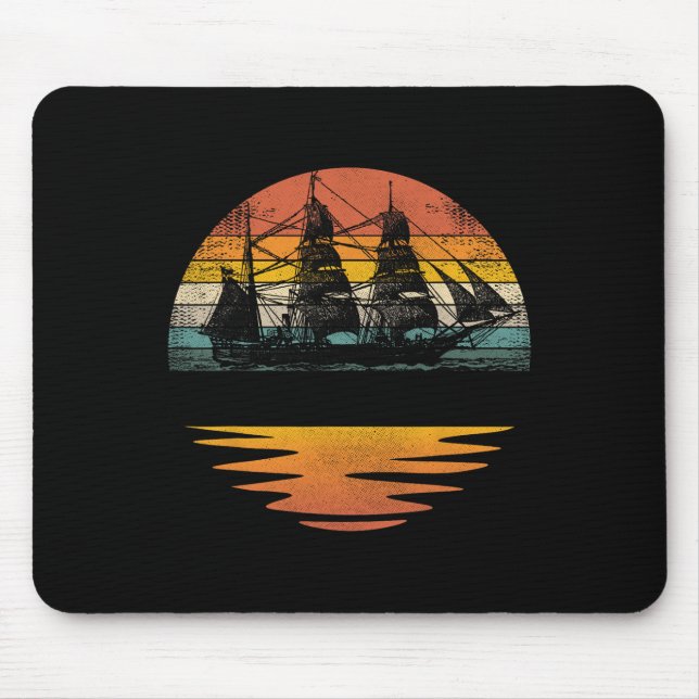 Piratenschiff Vintage Nautical Segelboot  Mousepad (Vorne)