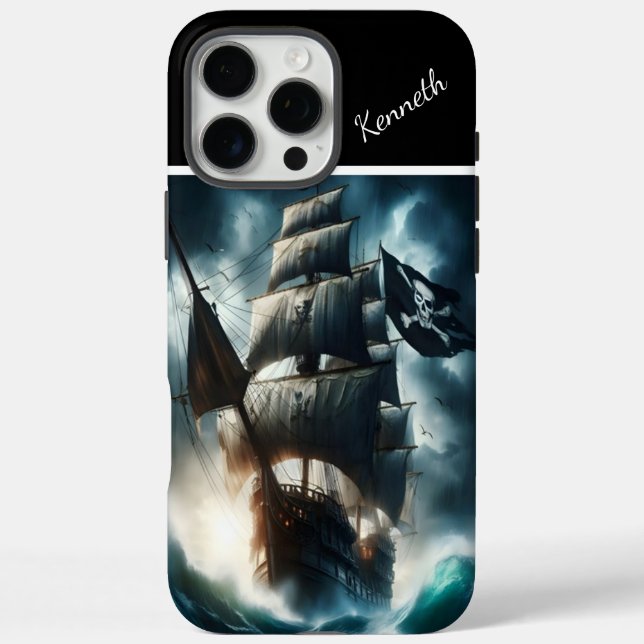 Piratenschiff vor dem Sturm iPhone 16 Pro Max Hülle (Rückseite)