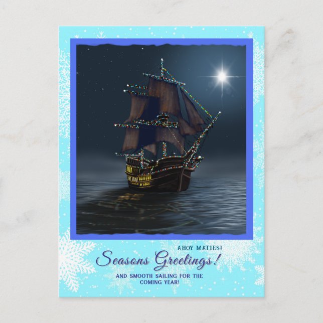 Piratenschiff Weihnachtsgrüßen nach Karte nautisch (Vorderseite)