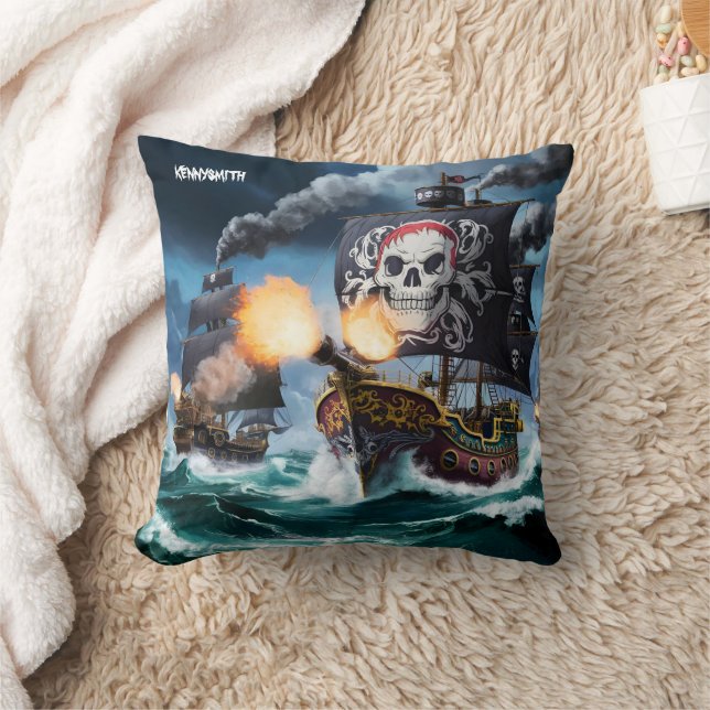 Piratenschiffe von Fierce, die im Seeschlacht Verl Kissen (Decke)