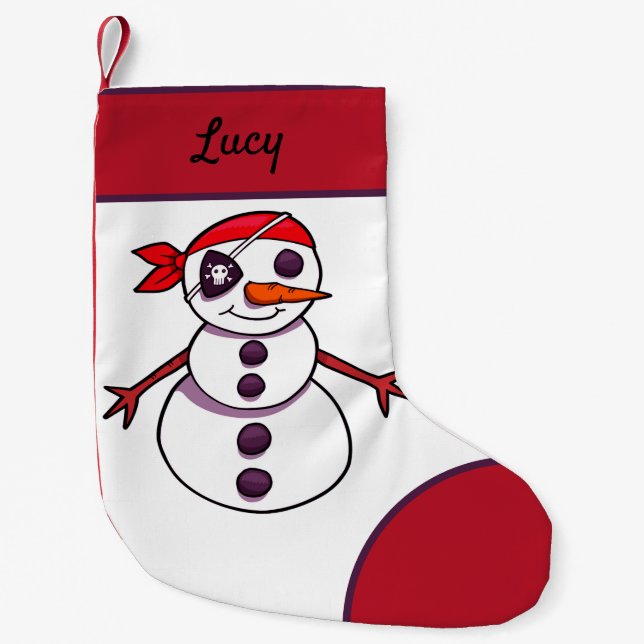 Piratenschneemann frohe Weihnachten Kleiner Weihnachtsstrumpf (Vorderseite)