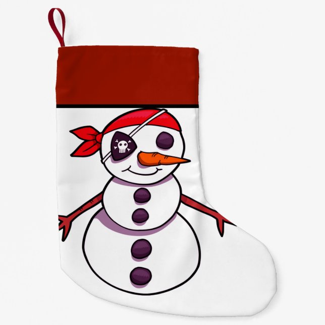 Piratenschneemann frohe Weihnachten Kleiner Weihnachtsstrumpf (Vorderseite)