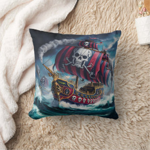 Piratensegelschiff in der Dämmerung Kissen