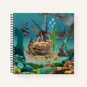 PIRATENSKELETT IN EINEM FASS NOTIZBUCH