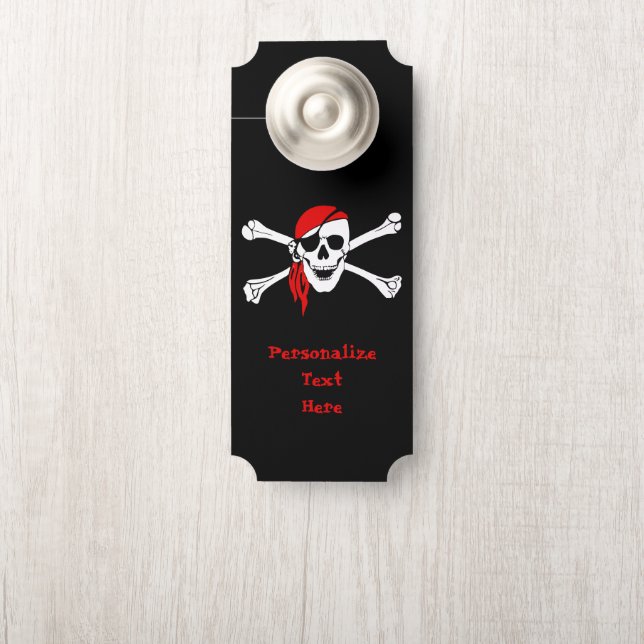 Piratenskull & Crossbones Personalisiertes Zimmer Türanhänger (Auf Knauf)