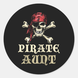 Piratentante Skull Matching Oma Halloween Costu Runder Aufkleber