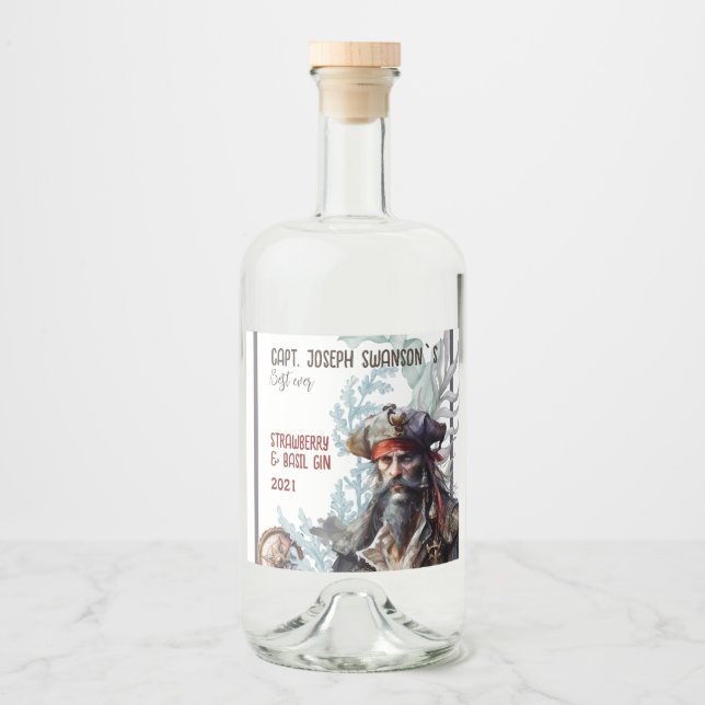 Piratenthema künstlerisch Food and Beverage Label  Alkoholflaschenetikett (Vorderseite)