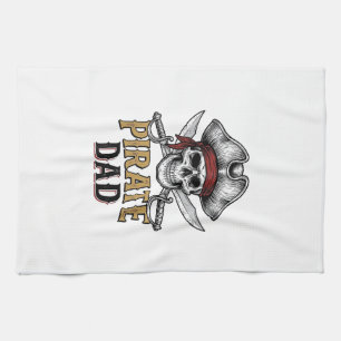 Piratenvater-Totenkopf-Schwert-Vintage-Stickerei-S Geschirrtuch