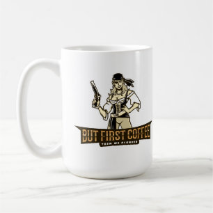 Piratenweibchen, aber der erste Kaffee dann plünde Kaffeetasse