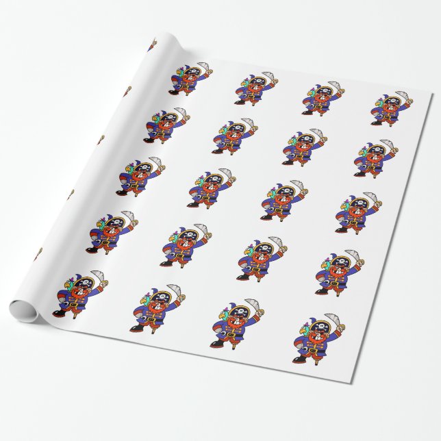 Piraterie mit Peg Leg und Schwert Geschenkpapier (Ungerollt)