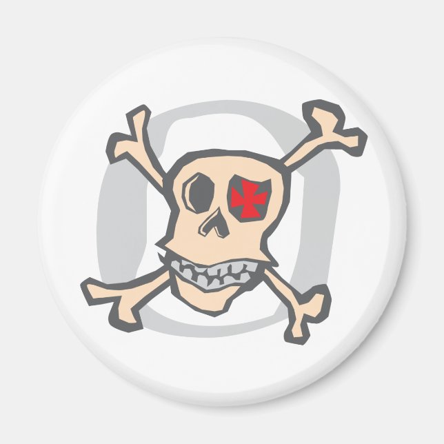 Piraterie: Schädel und Knochen Magnet (Vorne)