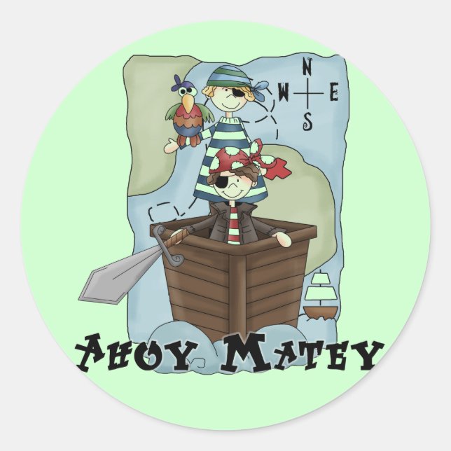 Pirates Ahoy Tshirs und Geschenke Runder Aufkleber (Vorderseite)