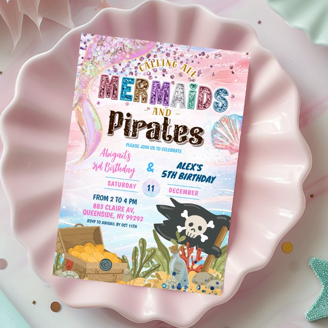 Pirates and Mermaids Joint Birthday invitation (Créateur téléchargé)