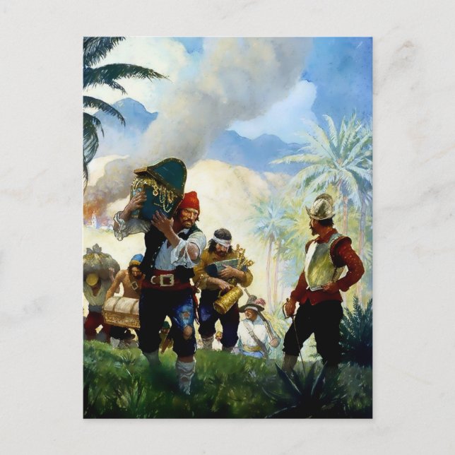 "Pirates and Plunder" von NC Wyeth Postkarte (Vorderseite)