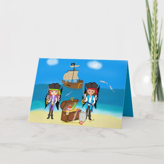 Pirates and Treasure Greeting Card Karte (Vorderseite)