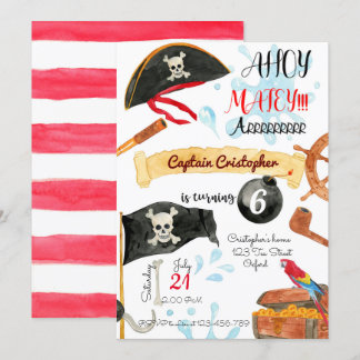 Pirates Birthday Invitation, Pirates Invitation, Einladung