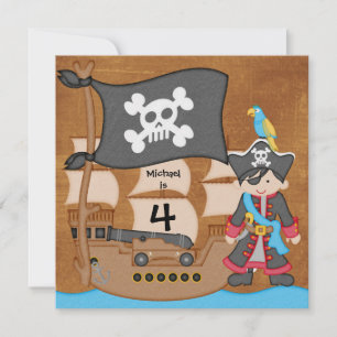 Pirates Boy Pirate Ship Birthday Einladungen