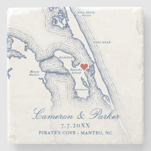 Pirate's Cove Hochzeits Manteo Karte Navy Blau Gef Steinuntersetzer