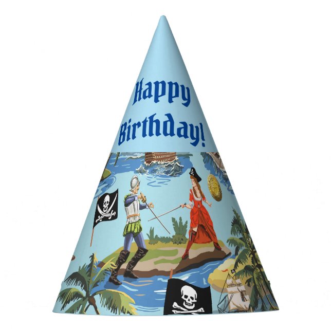 Pirates Happy Birthday Partyhütchen (Vorderseite)