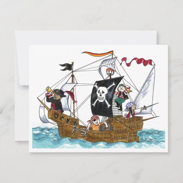 PIRATES PARTY THEME SHIP SAILS JR FLAGINVITATION EINLADUNG (Vorderseite)