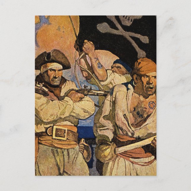 "Pirates" Schatzinsel Cover von NC Wyeth Postkarte (Vorderseite)