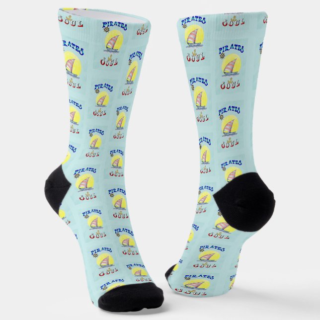 Pirates Soul Sailboat Nautisches Segeln Socken (Gewinkelt)