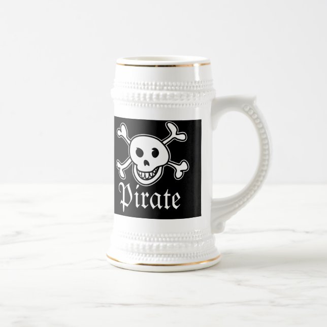 Pirates tasse de bière avec crâne et os croisés im (Droite)