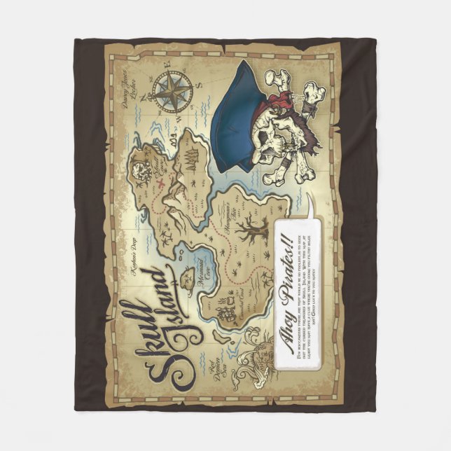 Pirates Treasure Map, Skull Island Fleecedecke (Vorderseite)