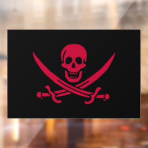Piratflagge Crimson Skull & Swords von Calico Jack Fensteraufkleber