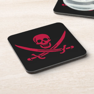 Piratflagge Crimson Skull & Swords von Calico Jack Getränkeuntersetzer