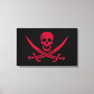 Piratflagge Crimson Skull & Swords von Calico Jack Leinwanddruck