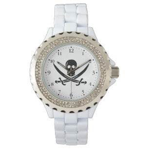 Piratflagge Totenkopf gekreuzte Schwerter Armbanduhr
