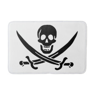 Piratflagge Totenkopf gekreuzte Schwerter Badematte