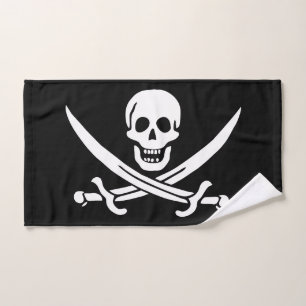 Piratflagge Totenkopf gekreuzte Schwerter Badhandtuch Set