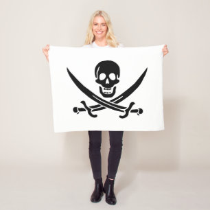 Piratflagge Totenkopf gekreuzte Schwerter Fleecedecke