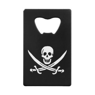 Piratflagge Totenkopf gekreuzte Schwerter Geldbeutel Flaschenöffner