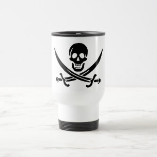 Piratflagge Totenkopf gekreuzte Schwerter Reisebecher