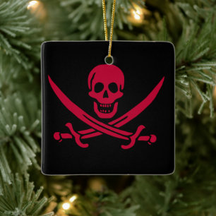 Piratflagge Totenkopf & Schwerter von Calico Jack Keramikornament