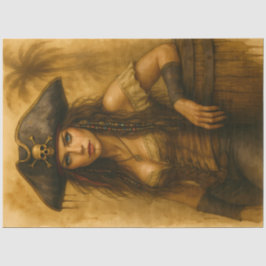 Piratinn mit Rumfass Vintage Nautical Seidenpapier