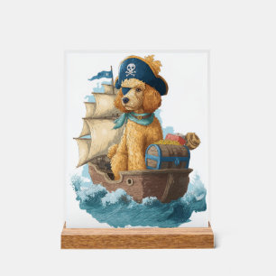 Piratischer Pudel � Lustiger Seemannshund Acrylschild