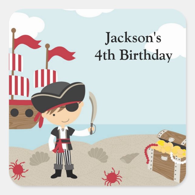 Piratkleber Quadratischer Aufkleber (Vorderseite)