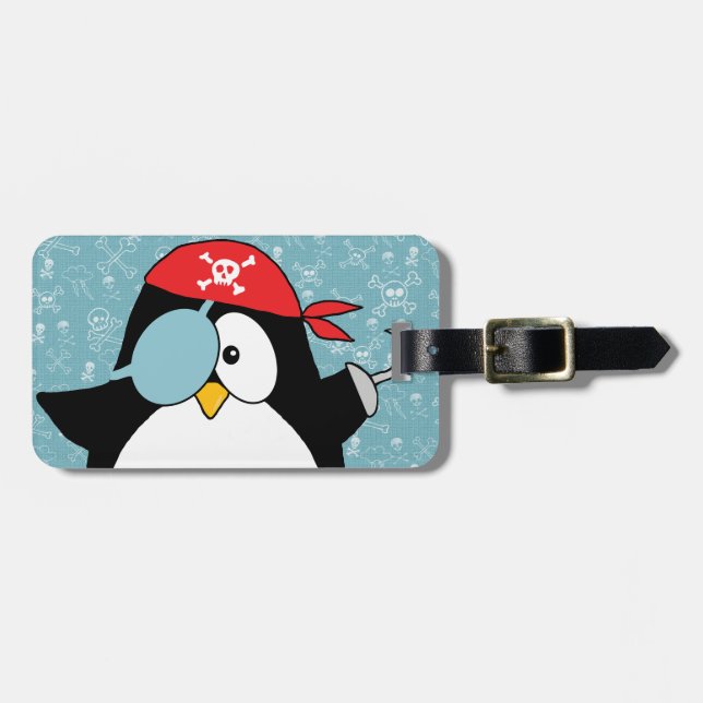PiratPenguin personalisiert Gepäckanhänger (Vorderseite horizontal)