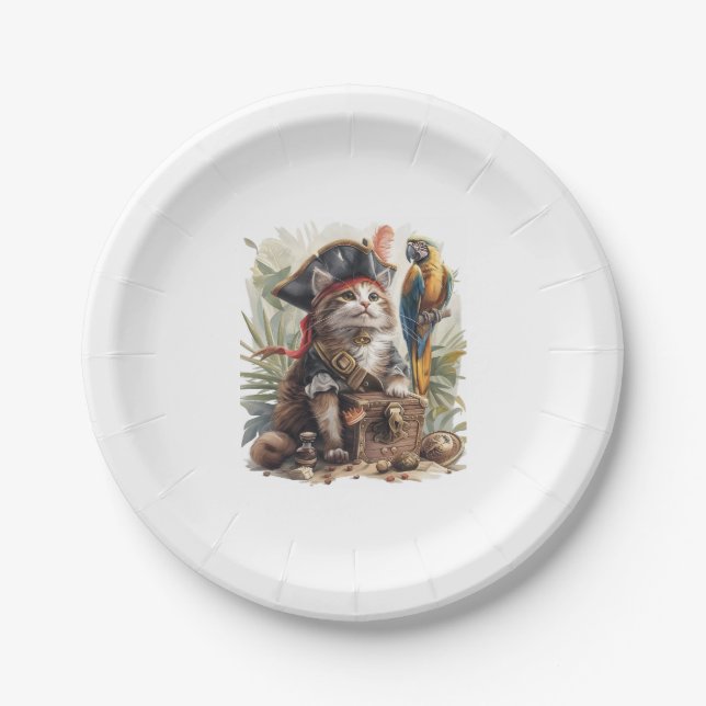 Piratzen-Katzenschatz Pappteller (Vorderseite)