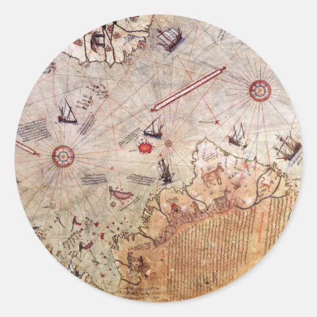 piri reis altertümliches Mysterium der Kartengesch Runder Aufkleber (Vorderseite)