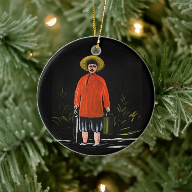 Pirosmani - Fischer in einem roten Shirt Keramik Ornament (Baum)