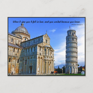 Pisa Der schiefe Turm mit Liebe Zitat Postkarte