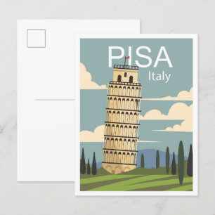 Pisa Italien Kunst Vintage Reiseillustration Postkarte