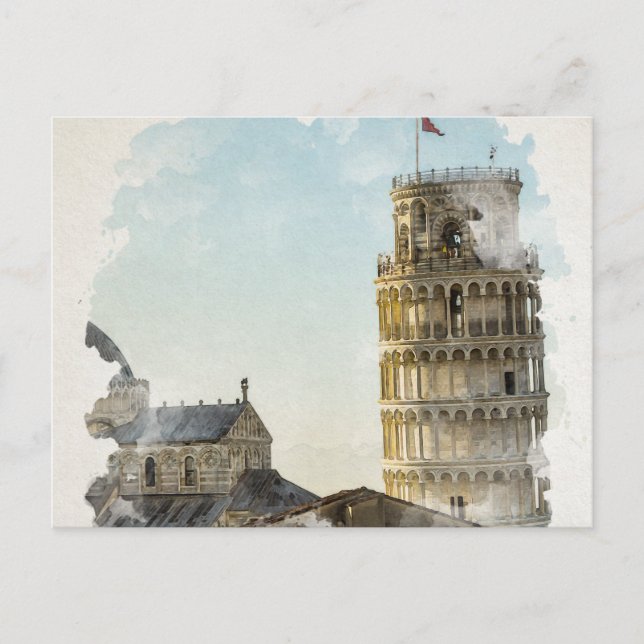 Pisa Italien Wasserfarben Kunst, Dichtung und Musi Postkarte (Vorderseite)